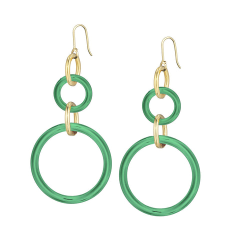STELLA COLLECTION - 18KT GOLD - LARGE AND SMALL GREEN AGATE LINKS
