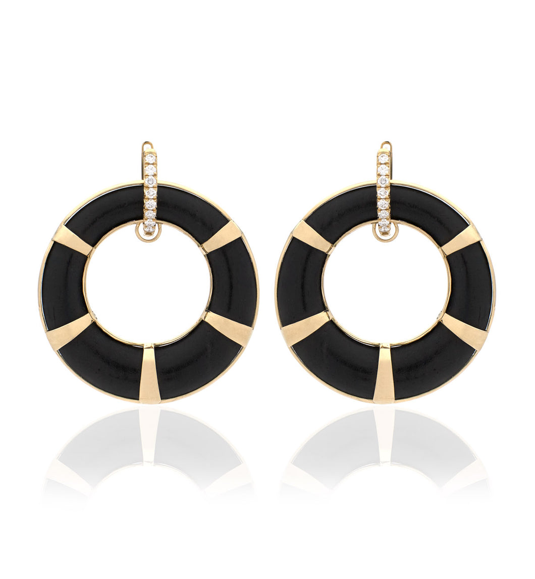 18KT GOLD - WHITE DIAMONDS - EBONY