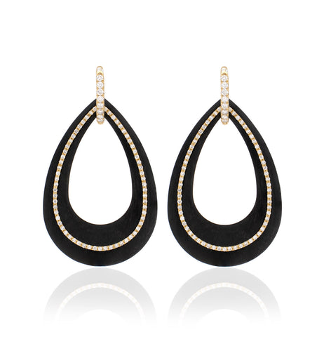 18KT GOLD - WHITE DIAMONDS - DROP EBONY