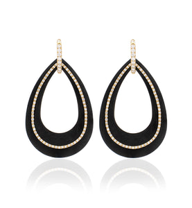 18KT GOLD - WHITE DIAMONDS - DROP EBONY