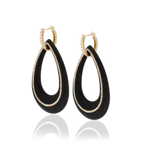 18KT GOLD - WHITE DIAMONDS - DROP EBONY