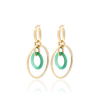 Load image into Gallery viewer, &quot;ORBITE&quot; - 18KT YELLOW GOLD - GREEN AGATE LINKS