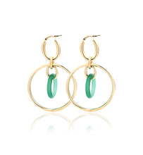 Load image into Gallery viewer, &quot;ORBITE&quot; - 18KT YELLOW GOLD - GREEN AGATE LINKS