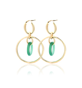 "ORBITE" - 18KT YELLOW GOLD - GREEN AGATE LINKS