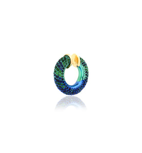 "MARJ" - EAR CUFFS - 18KT GOLD - BLUE SAPPHIRES - TSAVORITE