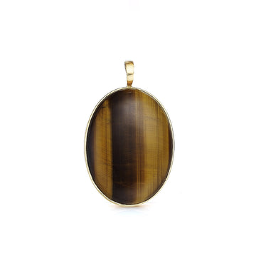 18KT YELLOW GOLD - TIGER EYE - PENDANT