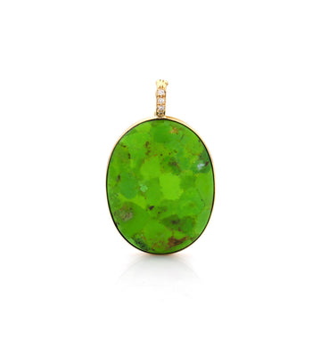 18KT YELLOW GOLD - GREEN TURQUOISE - PENDANT