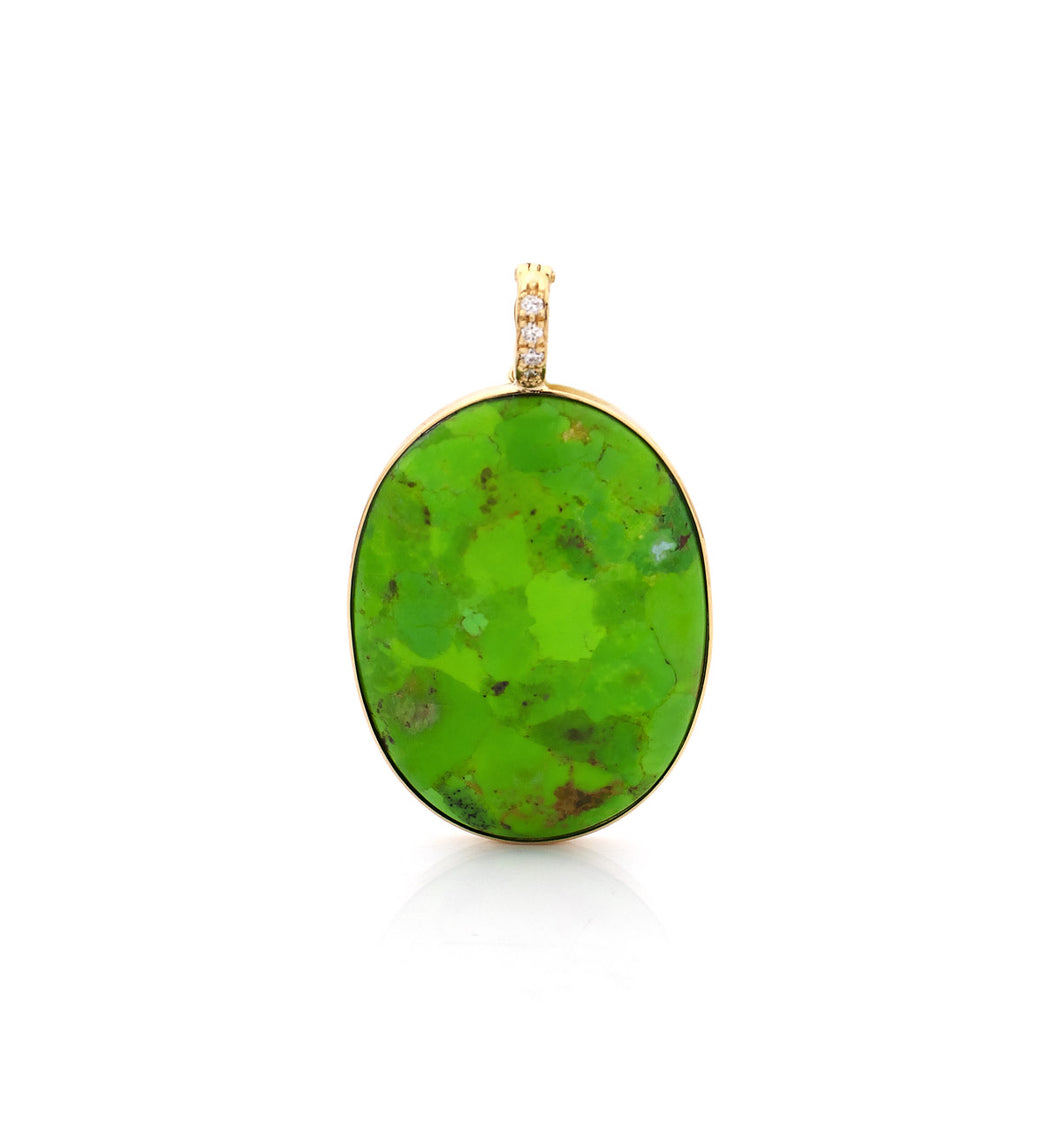 18KT YELLOW GOLD - GREEN TURQUOISE - PENDANT