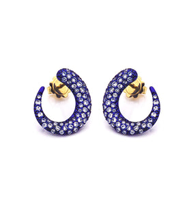 GOCCE COLLECTION WHITE DIAMONDS EARRINGS - 18KT GOLD - COBALT BLUE