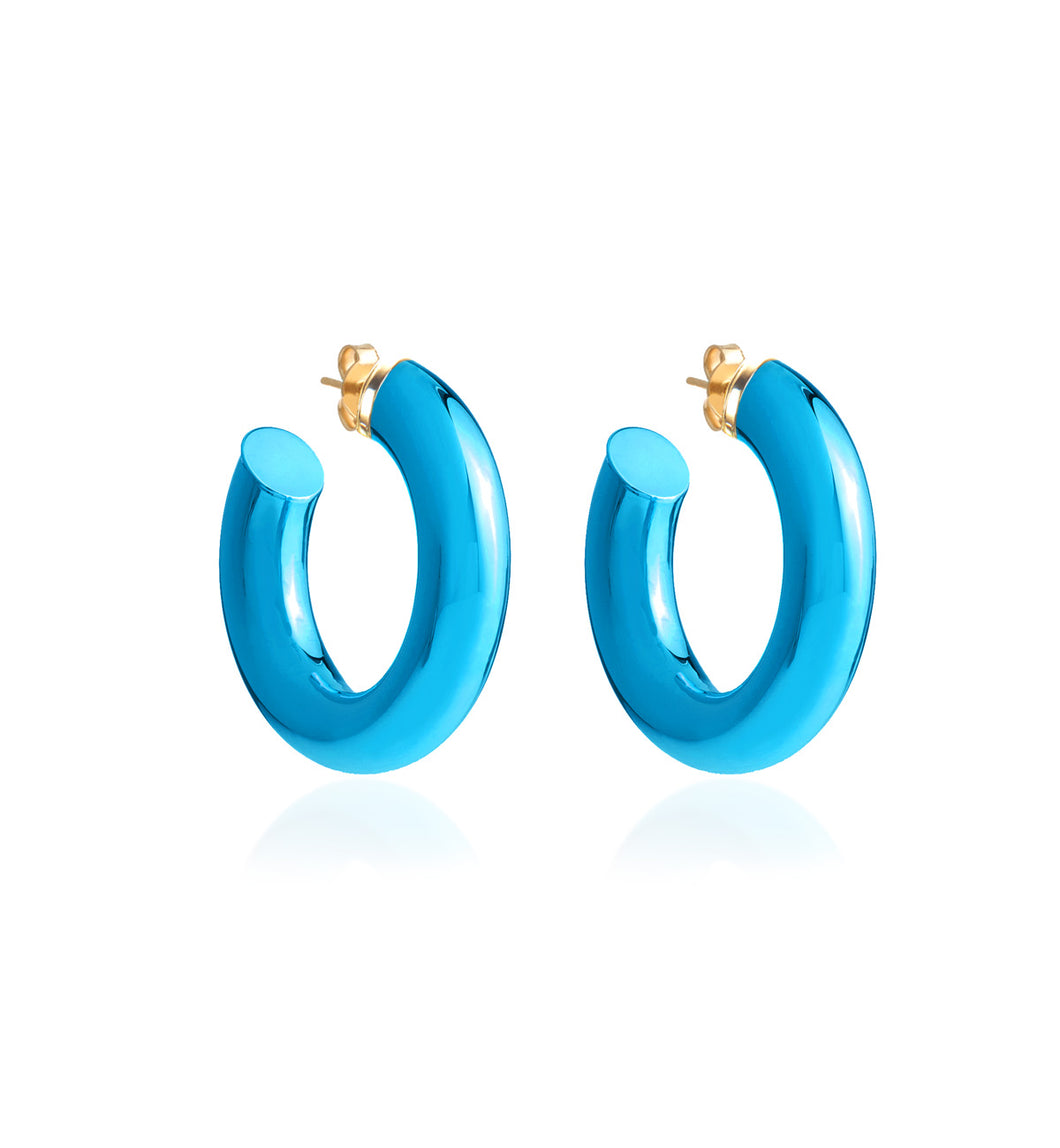BARBARELLA COLLECTION - 18KT GOLD - STERLING SILVER - EX-SMALL - AQUA BLUE