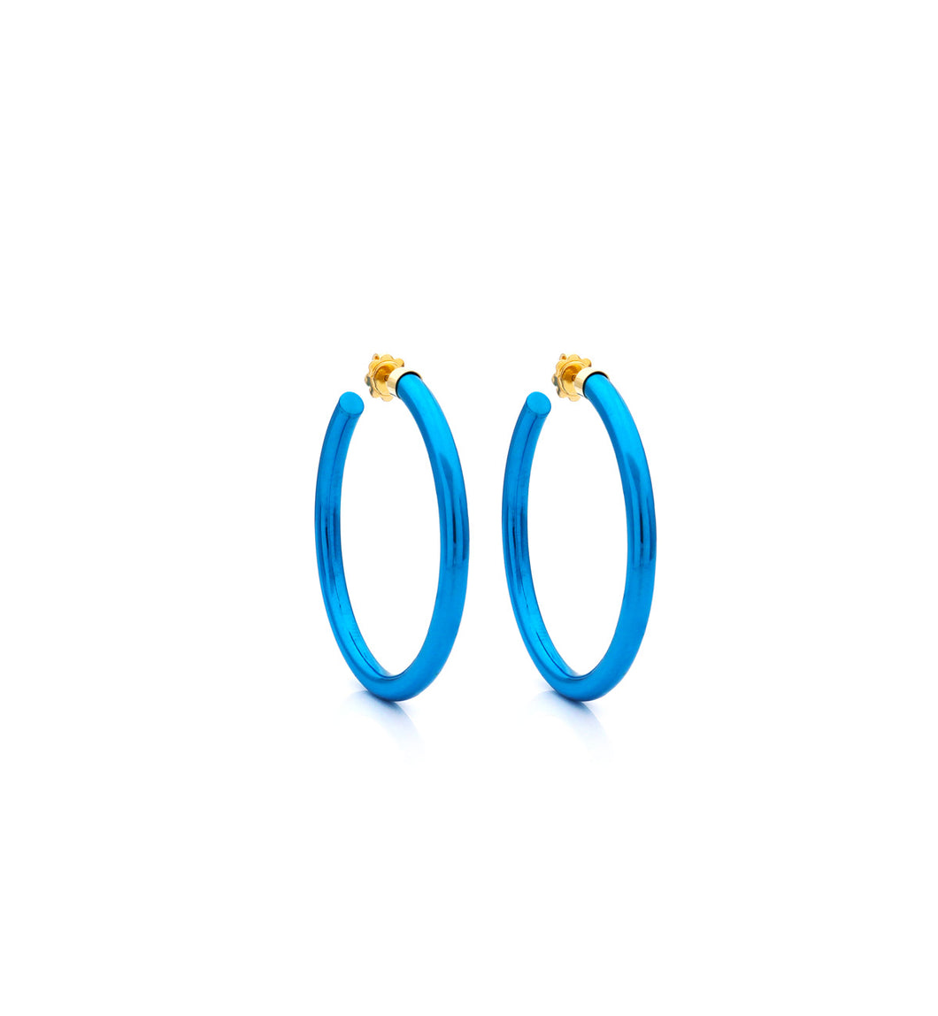 BARBARELLA COLLECTION - 18KT GOLD - STERLING SILVER - SMALL - AQUA BLUE