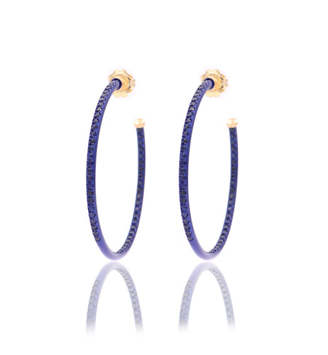 HOOP EARRINGS - BLUE SAPPHIRES - LARGE