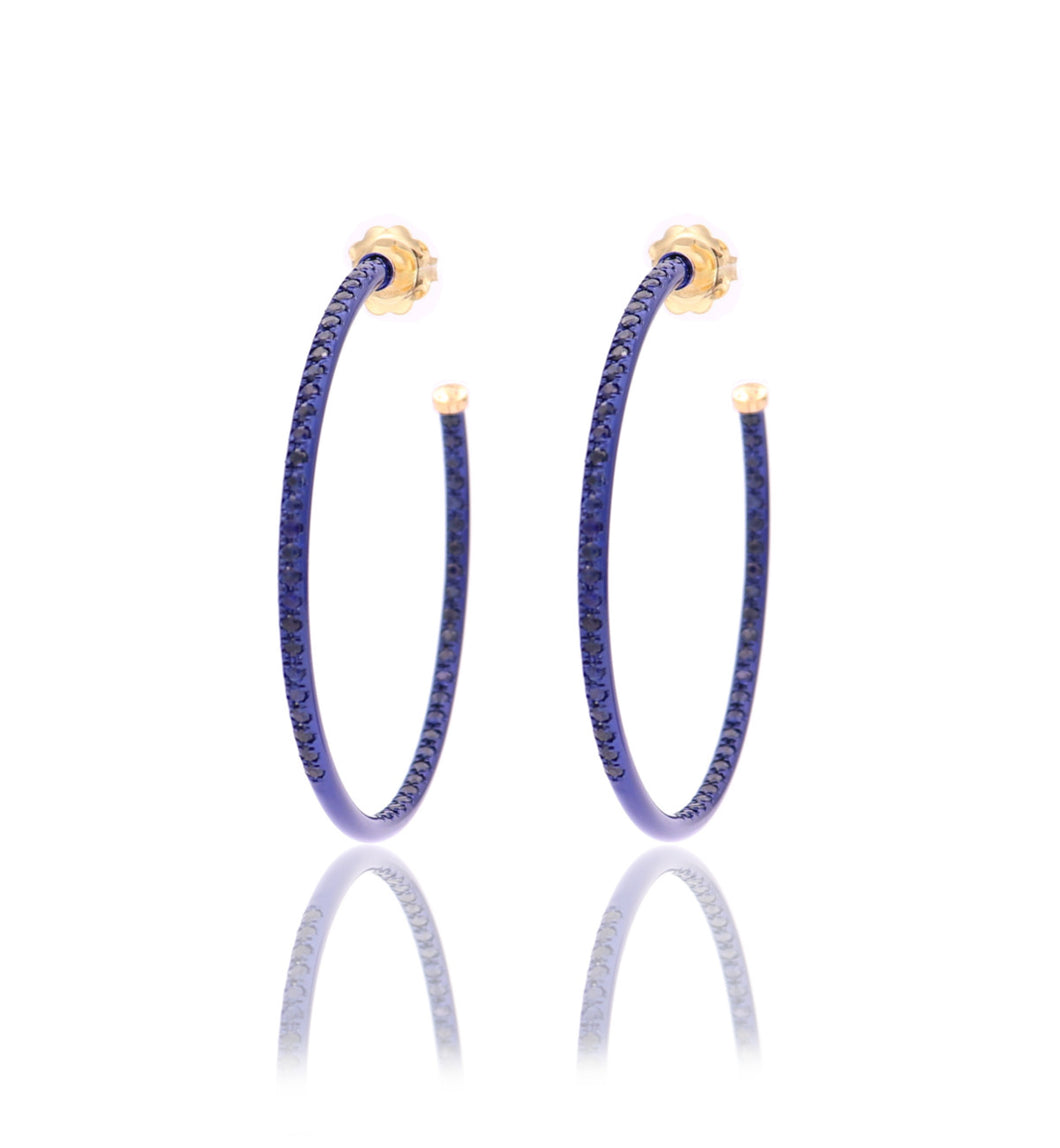HOOP EARRINGS - BLUE SAPPHIRES - LARGE