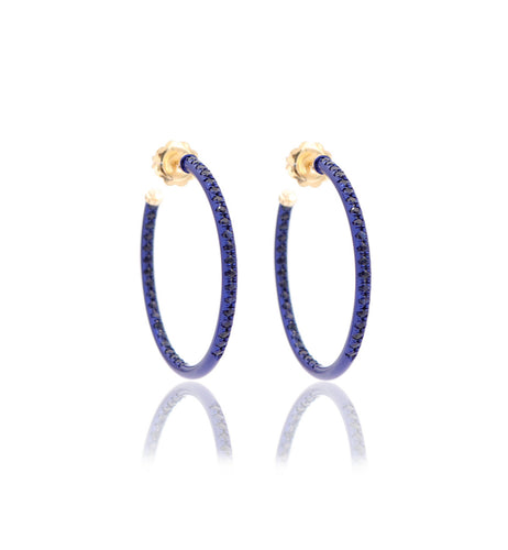 HOOP EARRINGS - BLUE SAPPHIRES - SMALL