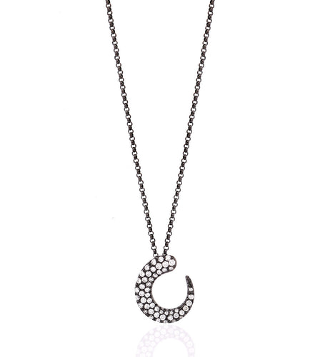 GOCCE COLLECTION WHITE DIAMONDS NECKLACE - 18KT GOLD BLACK RHODIUM