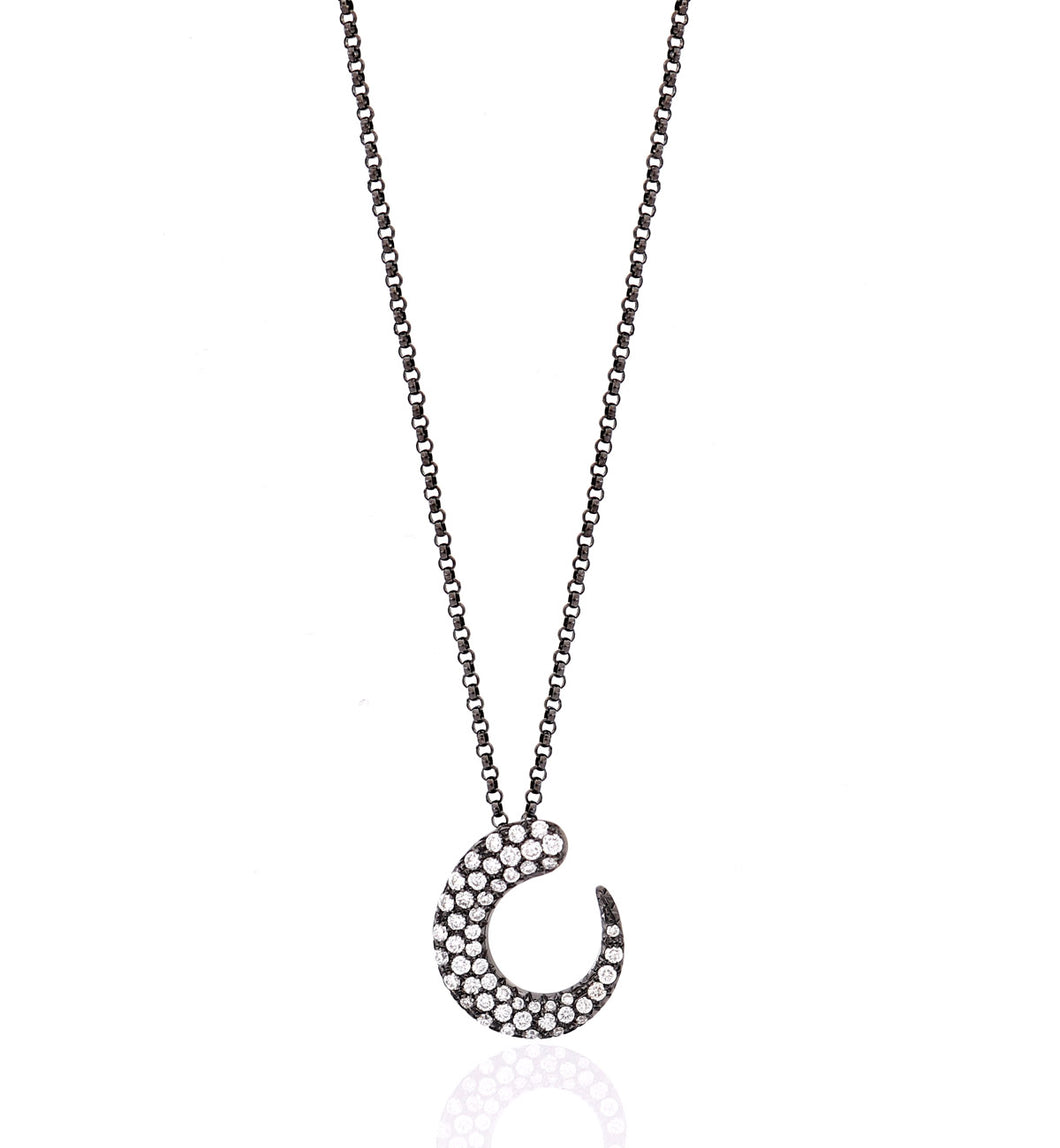 GOCCE COLLECTION WHITE DIAMONDS NECKLACE - 18KT GOLD BLACK RHODIUM
