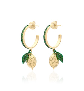 "LOVE LEMONS" - 18KT GOLD - TSAVORITES -  EARRINGS